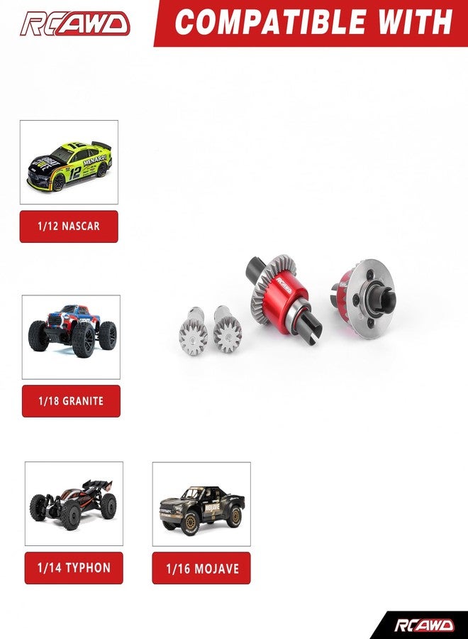RCAWD Oiltight Differential 30T 0.8Mod with 12T Main Gear Replace for ARA311177V2, for Arrma 1/16 Mojave Grom 1/14 Typhon 1/18 Granite, Losi 1/12 Oil Filled Rear Differential Upgrades Part - Image 2